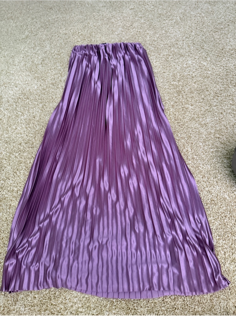Pleated Satin Maxi Skirt - Purple
